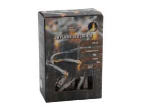 Draadverlichting vlameffect transp 20LED 2xAA timer