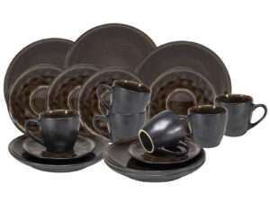 Koffieset Samos reactive glaze taupe 18dlg