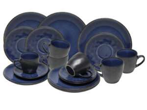 Koffieset Athens reactive glaze navy 18dlg