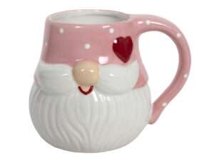 Kerstmok Santa snor roze/wit Ø12 h12