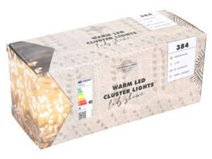 Cluster 384warmLED transp IP44 timer/dimmer 2,4m