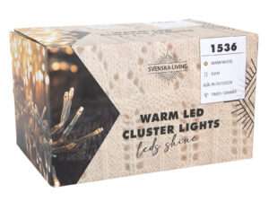 Cluster 1536warmLED transp IP44 timer/dimmer 9,9m