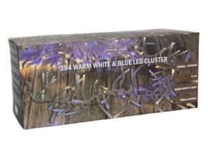 Cluster 384warmLED blauw transp IP44 timer 2,4m