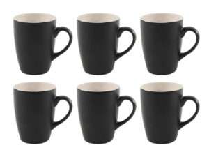 Koffiemok mat zwart / crème inside 340ml S/6 STX
