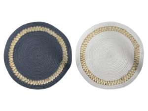 Placemat katoen/maisblad Ø38cm 2-ass/grey/white
