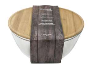 #Schaal glas 2,7L m/bamboe deksel Ø23x12cm