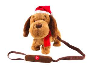 ChistmasDog with leashmusic moving / walking 30 cm