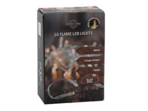 Verlichting vlameffect transp 10LED 2xAA timer