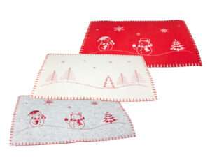 Placemat kerst vilt 45x30cm 3-assorti