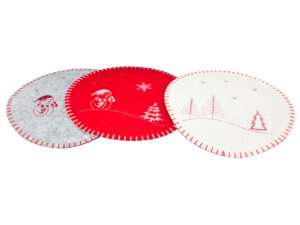 Placemat kerst vilt Ø30cm 3-assorti