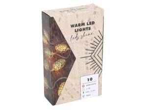 Verlichting 10x dennenappel goud LED 2xAA timer