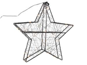 Ster zwart 30cm 30goudLED 3xAA timer