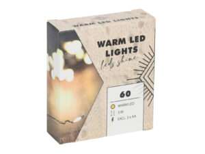 Draadverlichting zwart 60warmLED 3xAA 5cm 3m