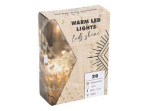 Draadverlichting edelsteen helder 20LED 2xAA timer