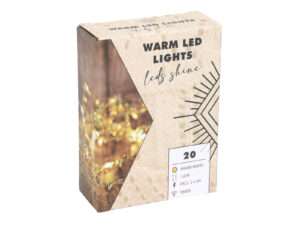 Draadverlichting edelsteen goud 20LED 2xAA timer