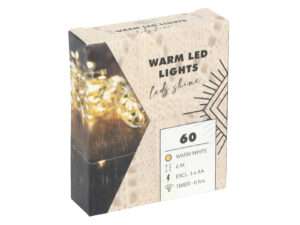 Draadverlichting 60warmLED 3xAA 6m timer