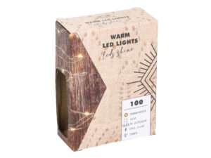 Draadverlichting 100warmLED IP44 3xAA timer 10m