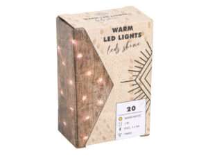 Draadverlichting 20 ster warmLED 3xAA timer