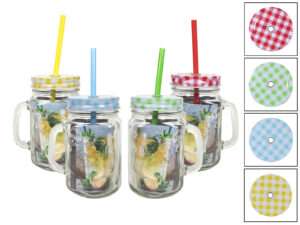 Bottle w/cover and straw assor
