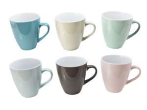 Mok koffie/thee soft uni/wit 540ml 6-ass