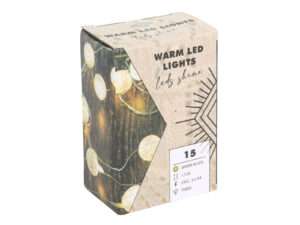 Draadverlichting bol wit 15warmLED 3xAA timer