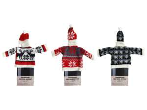 Wijnfles kersttrui/muts assorti