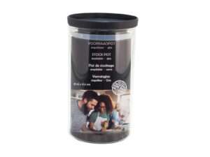 #Glass jar clear w/lid 10x17.5cm stackable