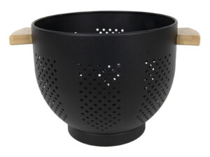 Colander 22cm matt black wooden handle