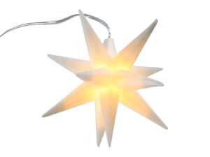 Ster kunststof 12cm wit warmLED 3xAA IP44 timer