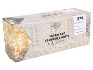 Cluster 576warmLED transp IP44 timer/dimmer 3,5m