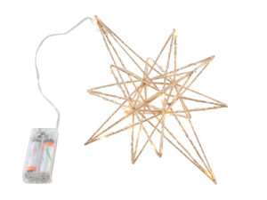 Etoile de Noël 25LED champagne d'or 25cm with time