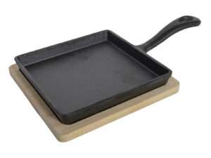 Castiron pan 14x14cm with bamboo