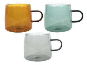 Colored boros glass mug with handle, 500ml
