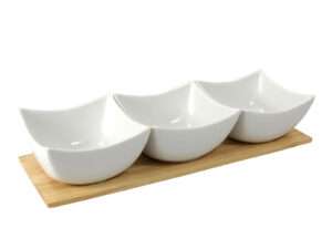 Dish s/3 with wooden tray
