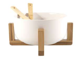 Saladeset bamboe mat wit Ø21x10cm 4dlg