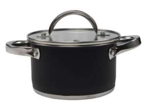 Cooking pan 16cm ss w/lid gls black